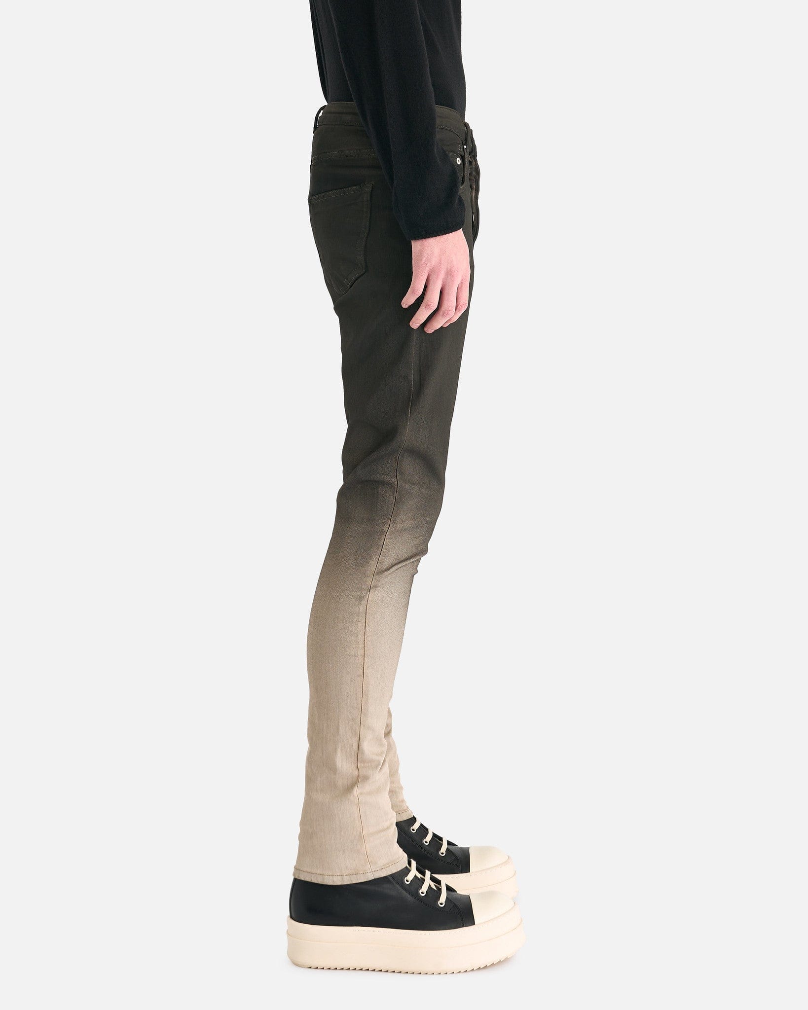 Rick Owens DRKSHDW Men's Jeans Detroit Cut Denim in Black Pearl Degrade