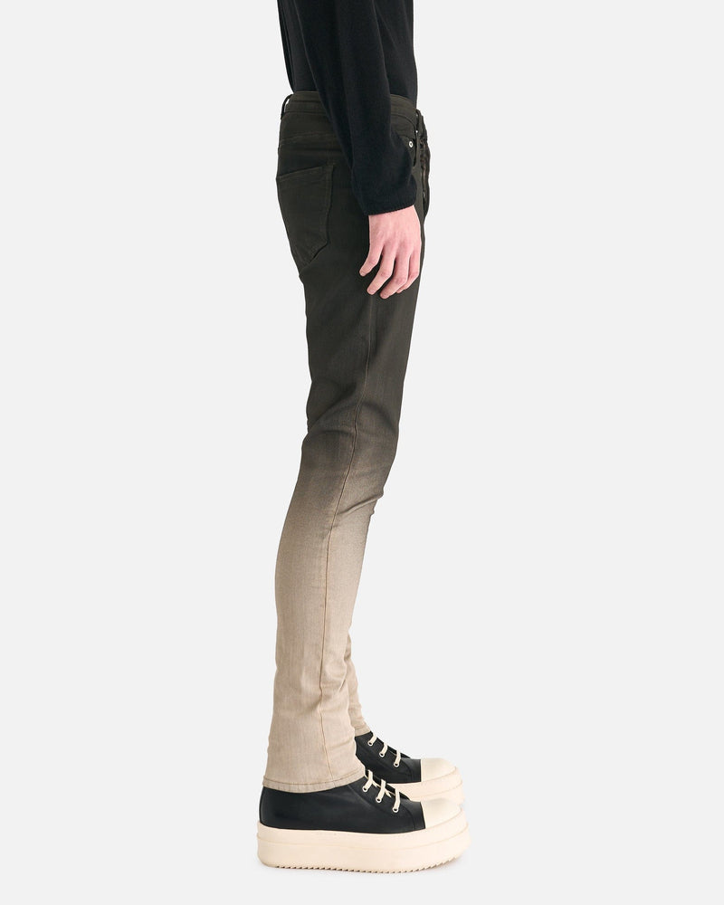 Rick Owens DRKSHDW Men's Jeans Detroit Cut Denim in Black Pearl Degrade