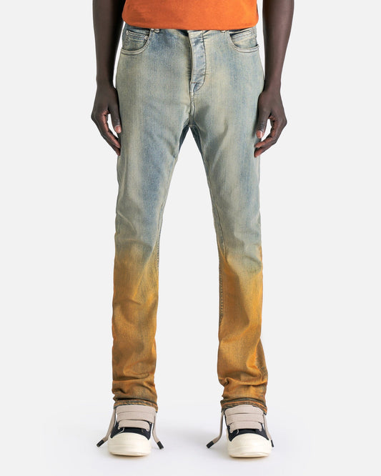 Rick Owens DRKSHDW Men's Pants Detroit Cut in Sky/Orange Degrade