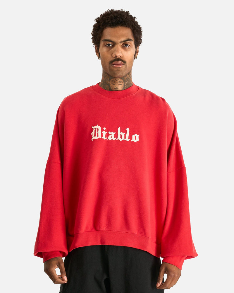 Willy Chavarria Men Sweaters Diablo Hooligan Crewneck in Red