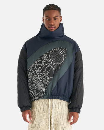 Who Decides War Men's Jackets Diagonal Glass Puffer in Indigo