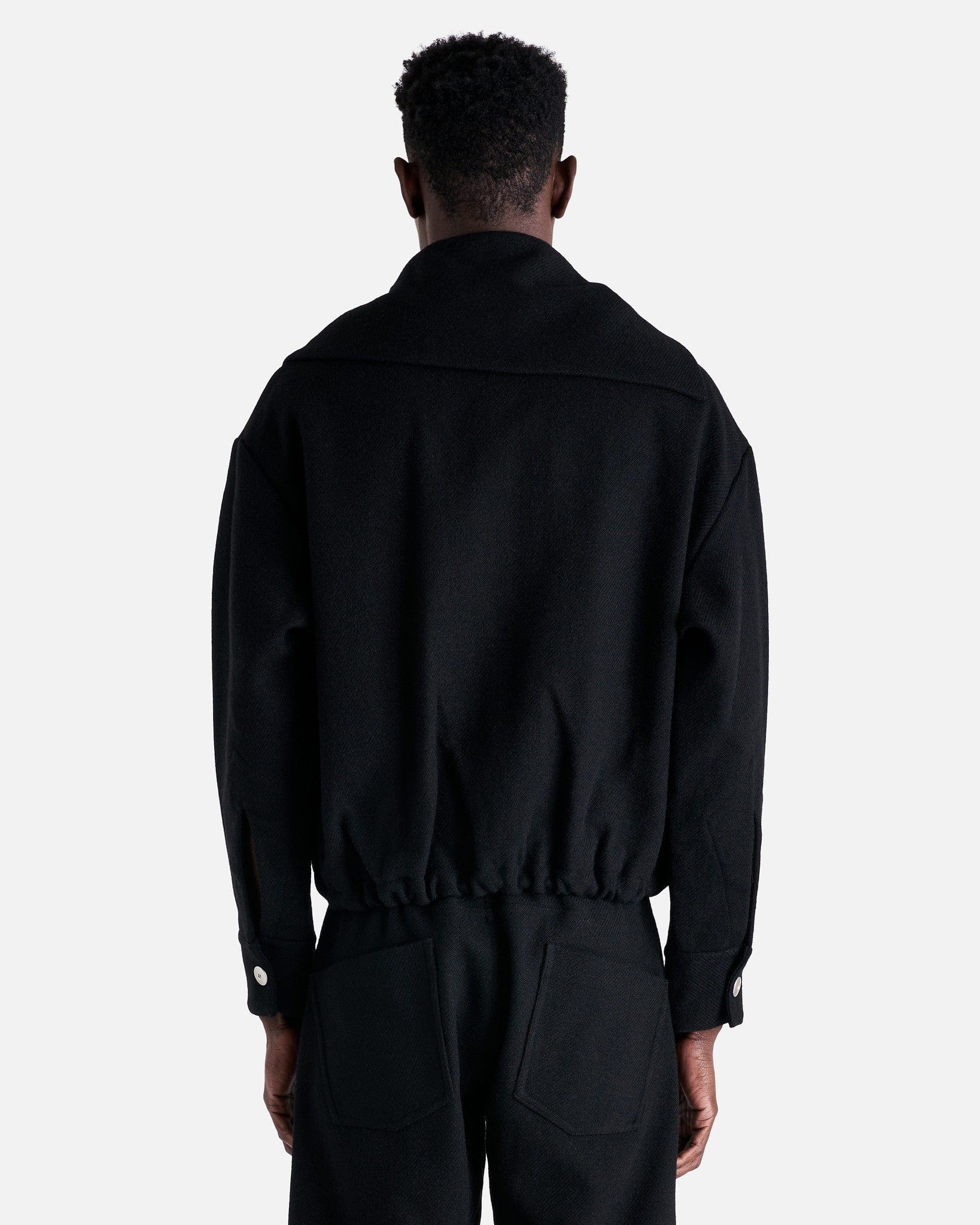 Omar Afridi Men's Jackets Distorted Short Blouson in Black Dry Wool