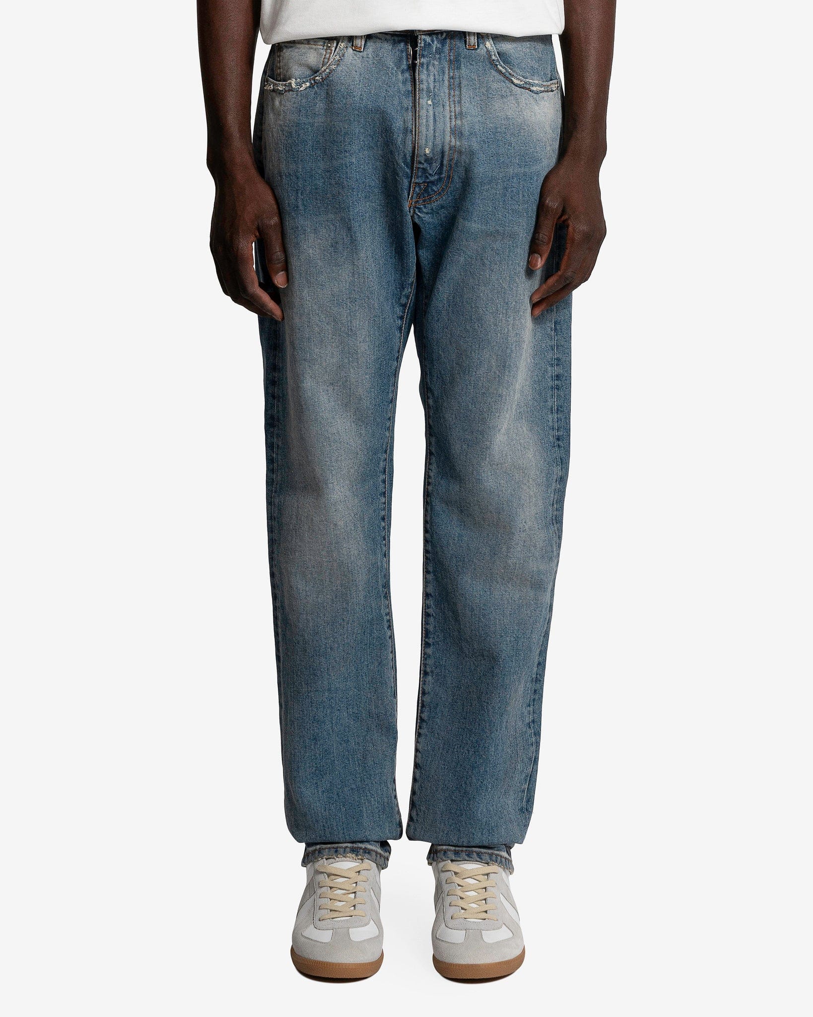 Maison Margiela Men's Jeans Distressed Jeans in Light Indigo
