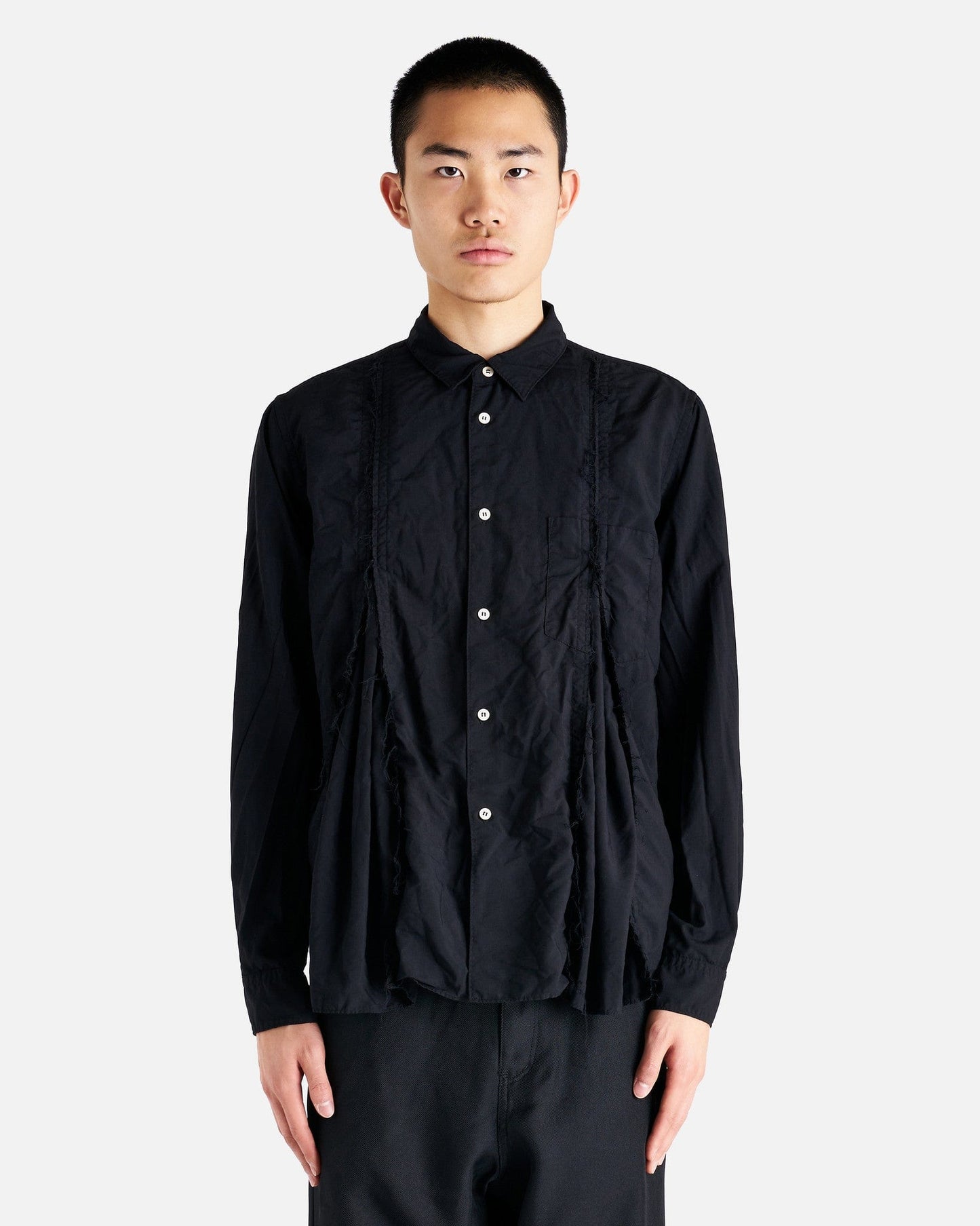 Distressed Seam Detail Shirt in Black SVRN Distressed Seam Detail Shirt in Black SVRN