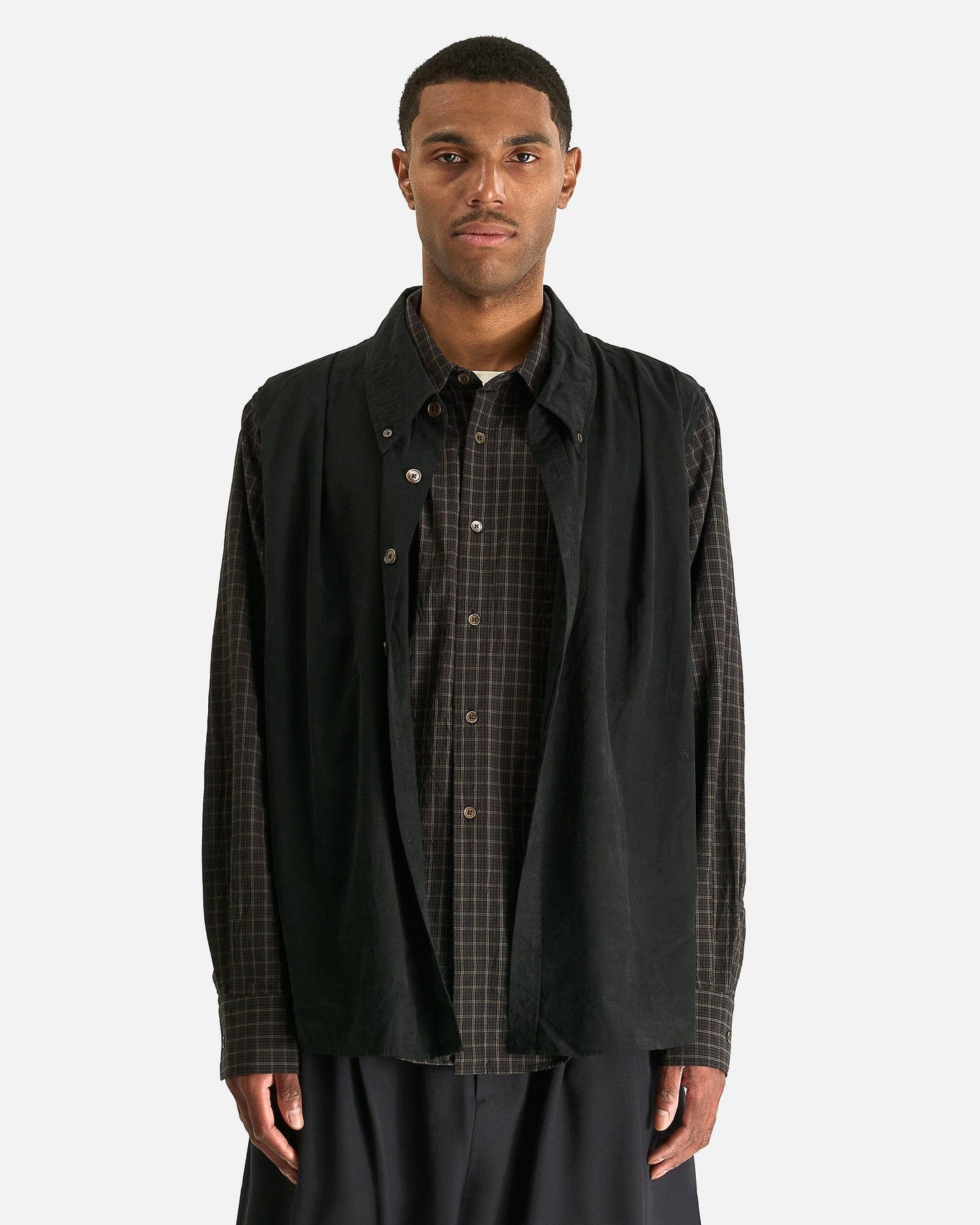 Our Legacy Men's Shirts Double Borrowed Shirt in Black Faux Lumberjack Check