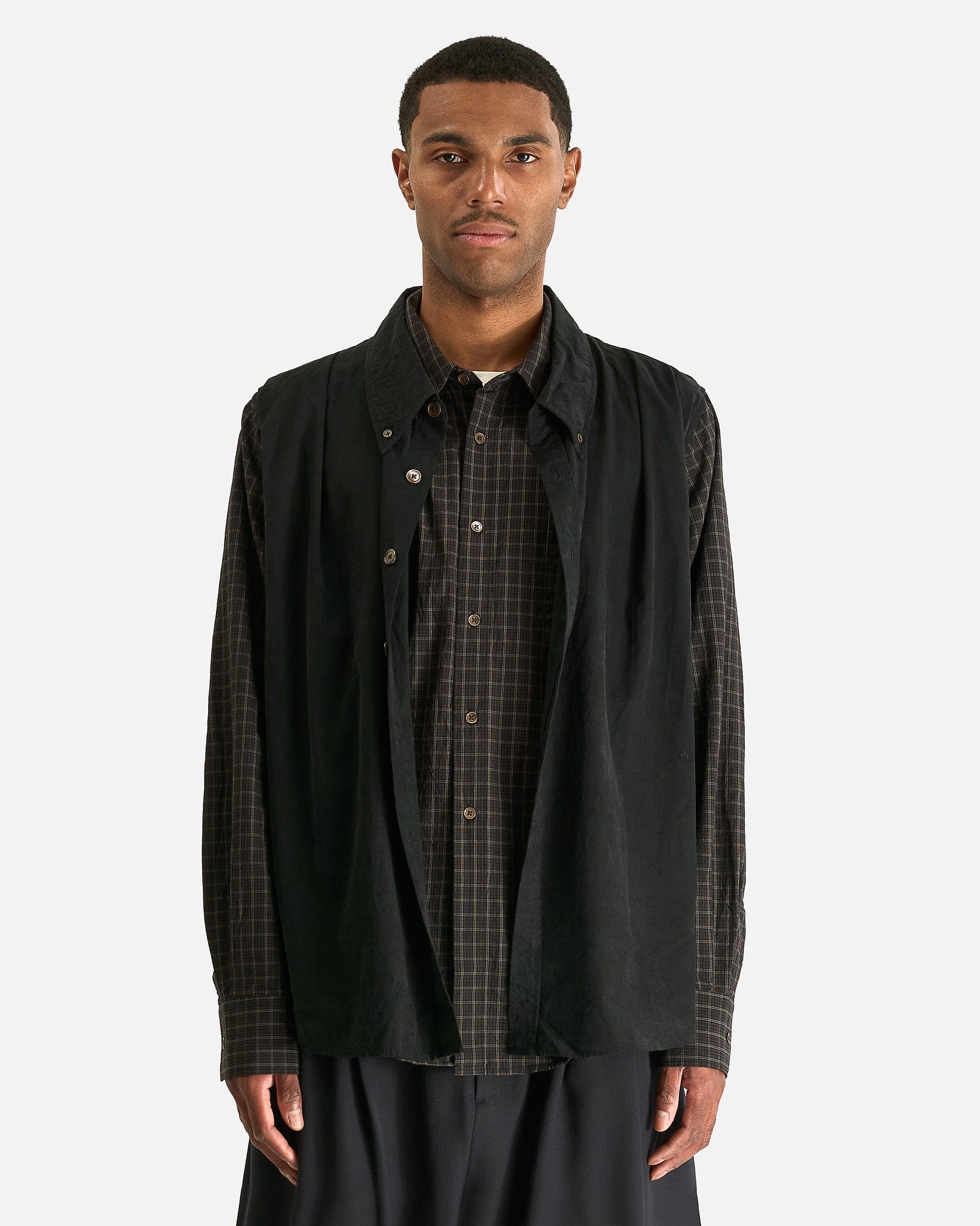 Our Legacy Men's Shirts Double Borrowed Shirt in Black Faux Lumberjack Check