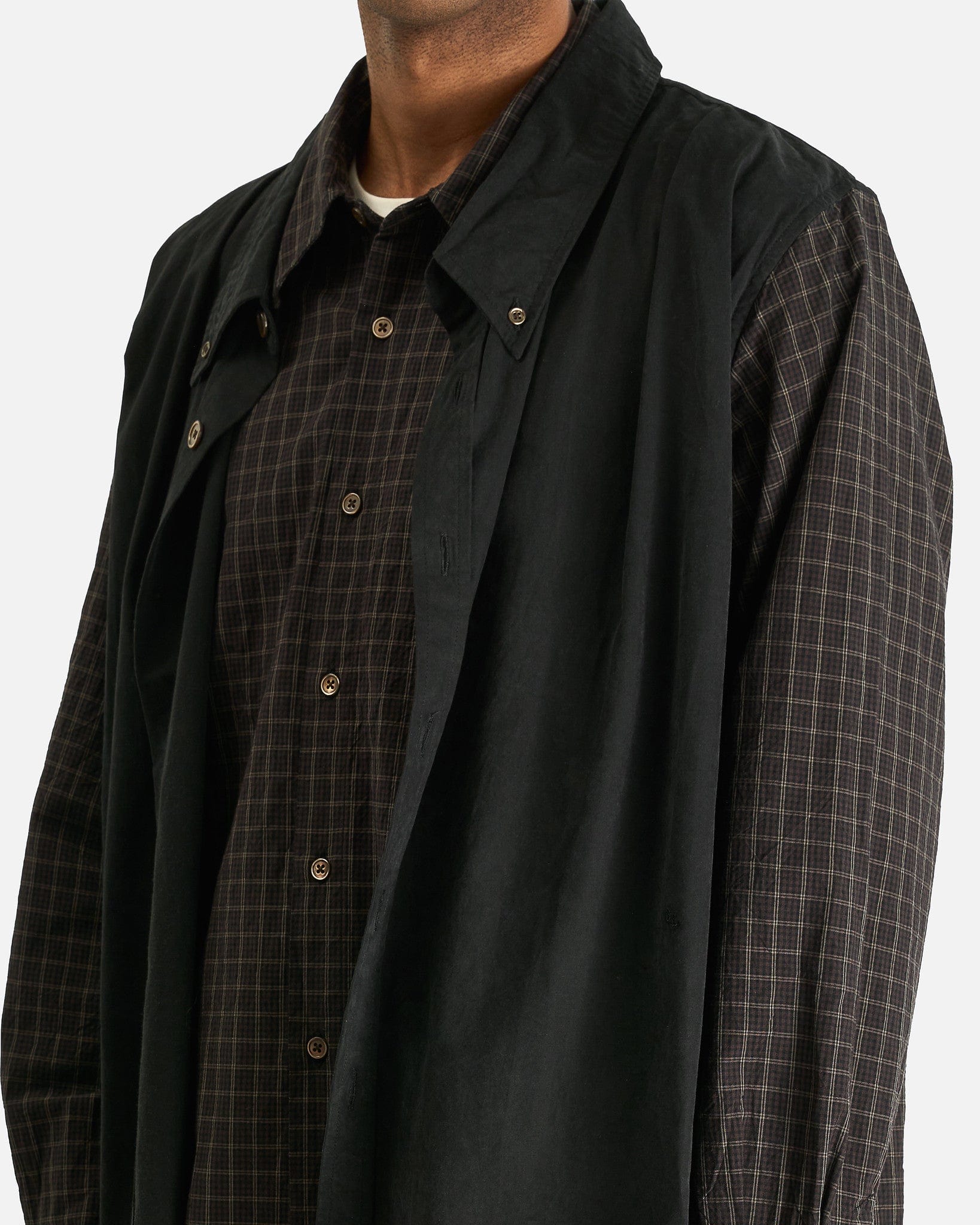 Our Legacy Men's Shirts Double Borrowed Shirt in Black Faux Lumberjack Check