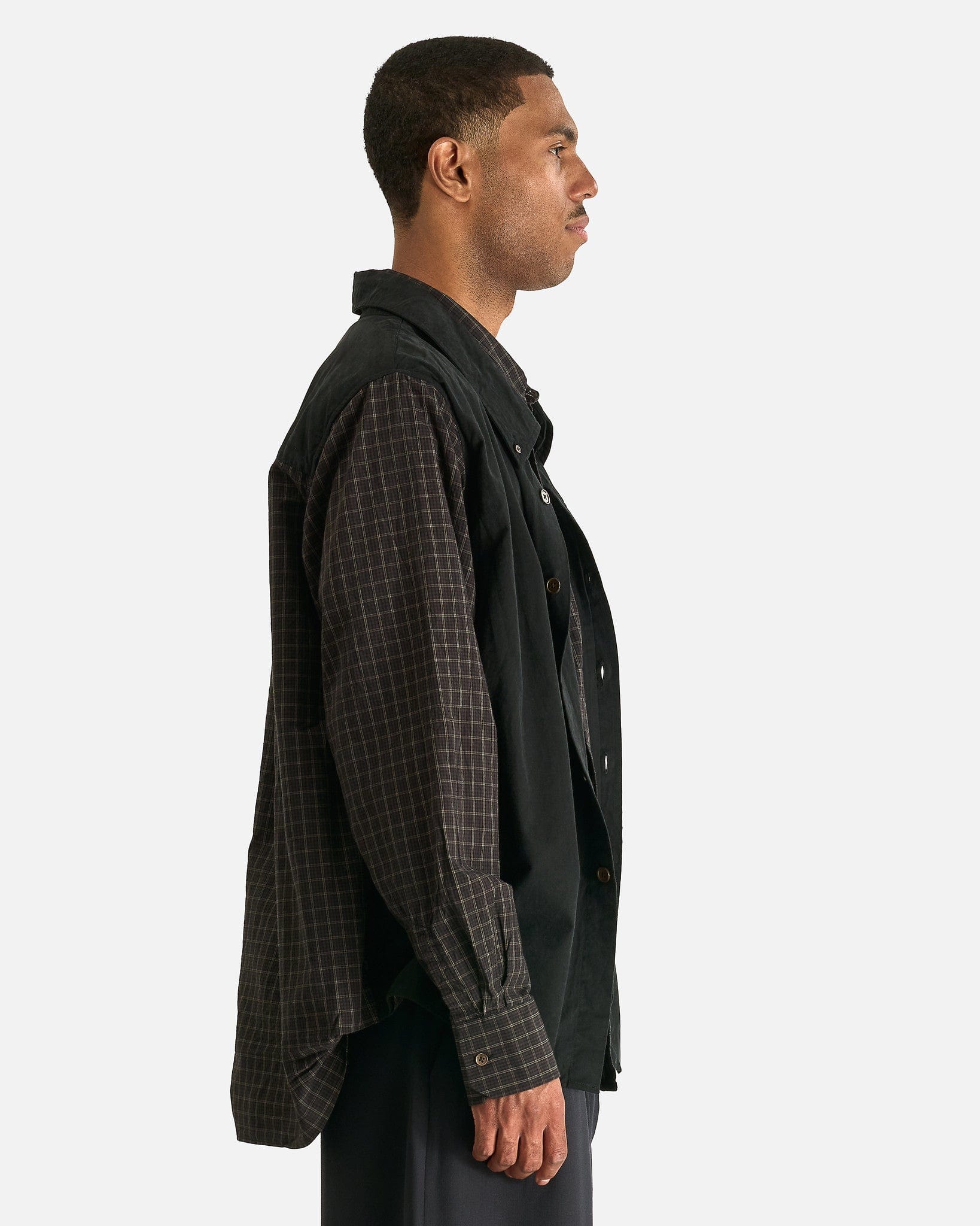 Our Legacy Men's Shirts Double Borrowed Shirt in Black Faux Lumberjack Check