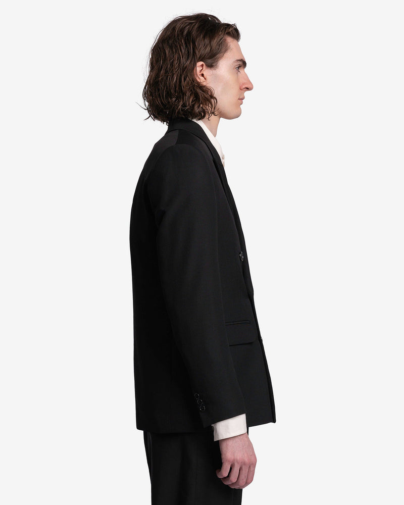 Raf Simons Men's Jackets Double Breasted Blazer with Peacock Lapel in Black