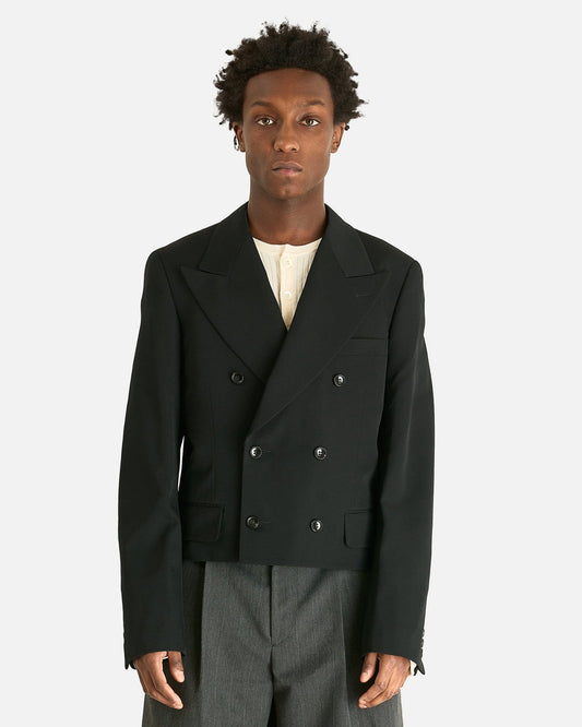 Comme des Garcons HOMME PLUS Men's Jackets M Double Breasted Cropped Jacket in Black