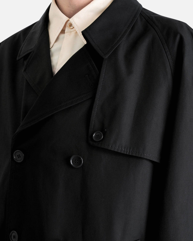 MM6 Maison Margiela Men's Jackets Double Breasted Trench Coat in Black