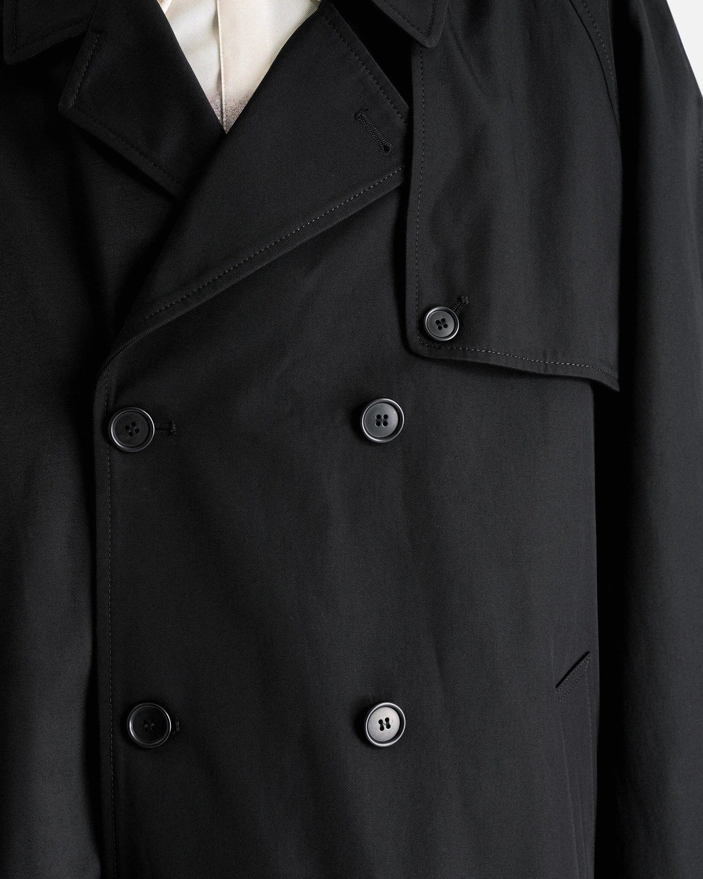 MM6 Maison Margiela Men's Jackets Double Breasted Trench Coat in Black