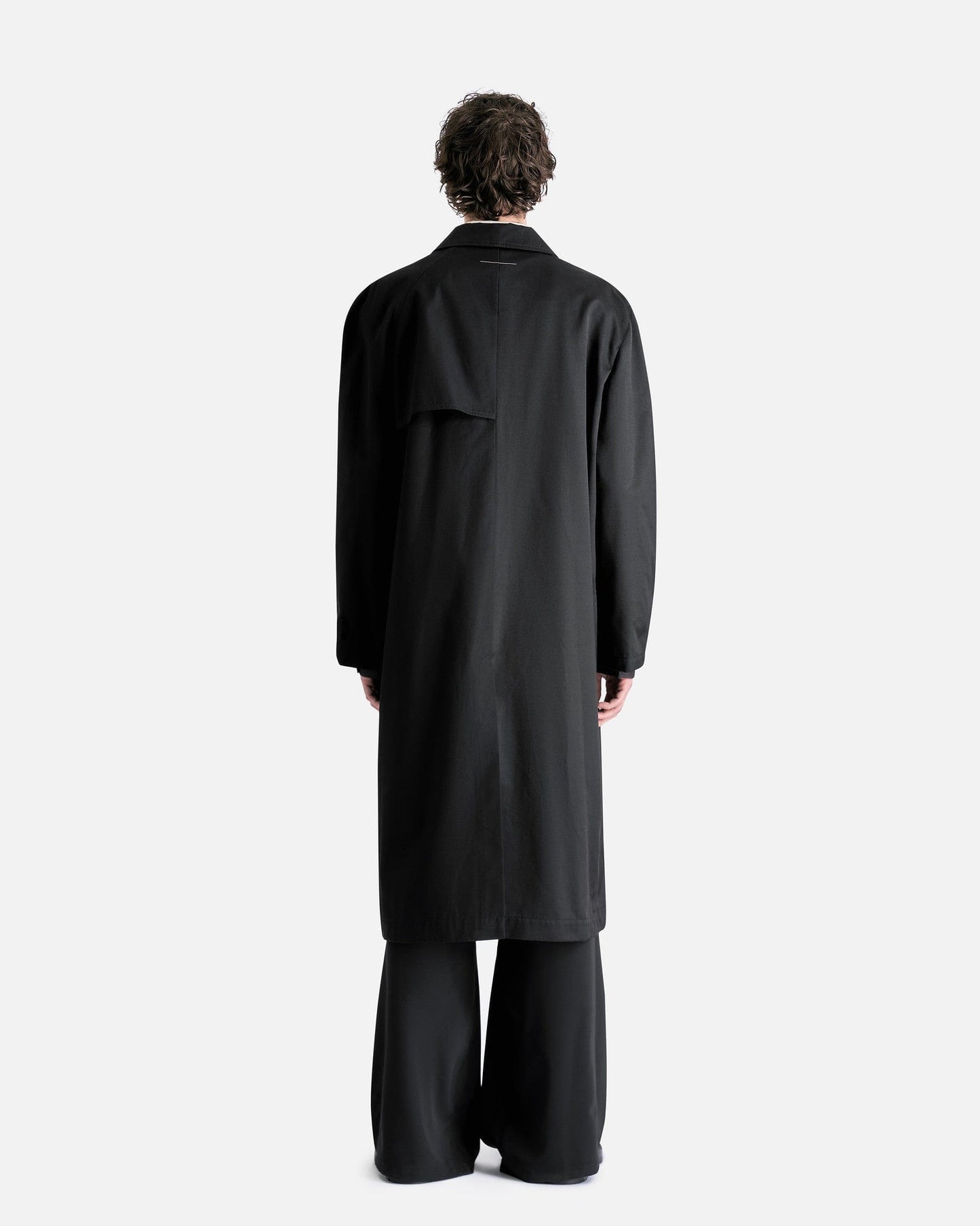 MM6 Maison Margiela Men's Jackets Double Breasted Trench Coat in Black