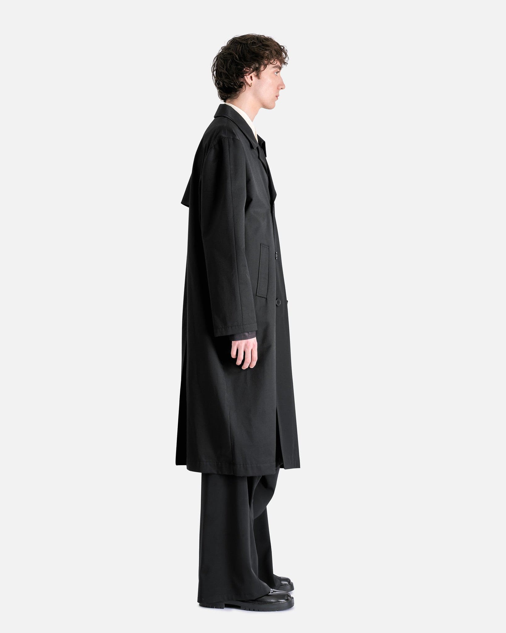 MM6 Maison Margiela Men's Jackets Double Breasted Trench Coat in Black