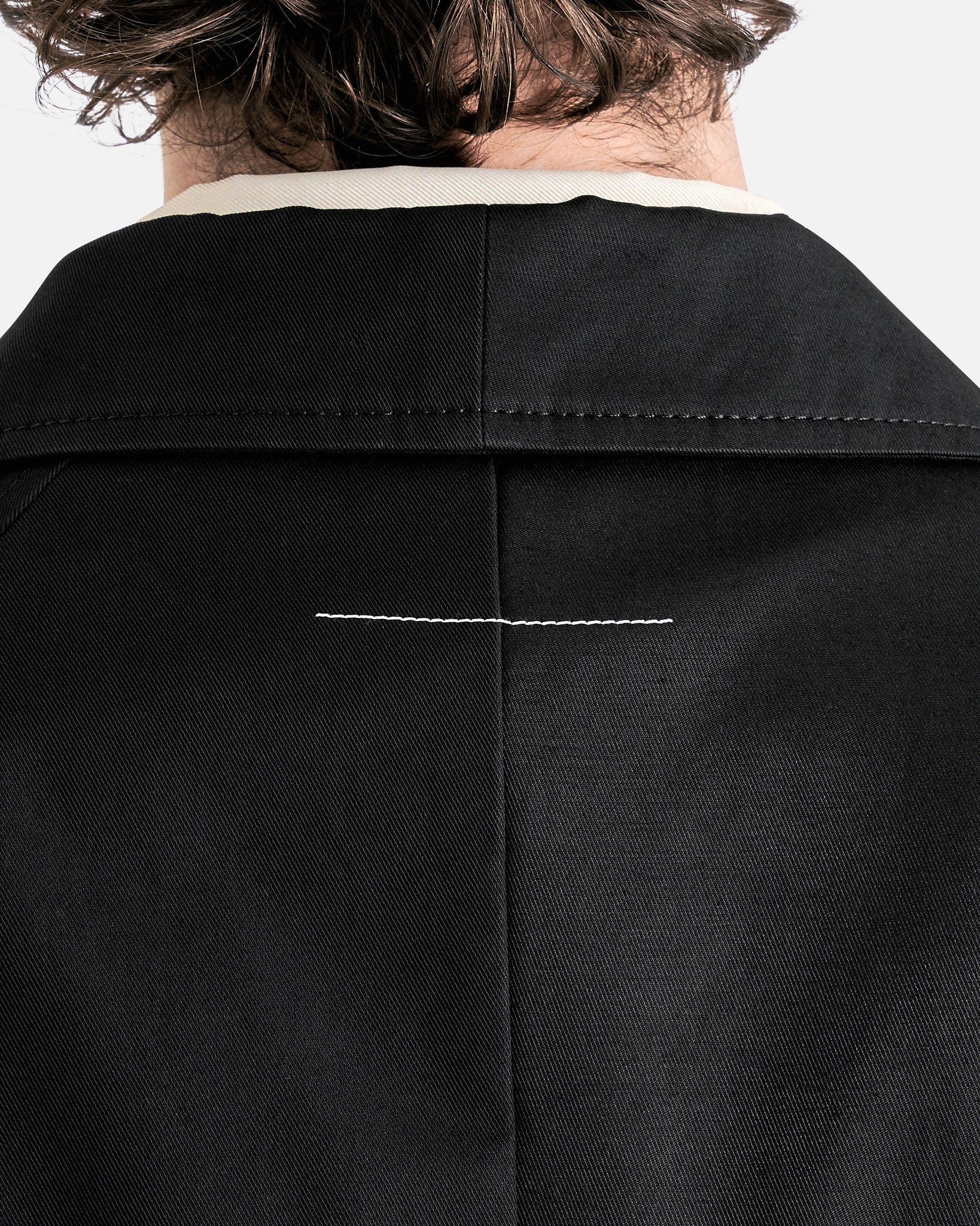 MM6 Maison Margiela Men's Jackets Double Breasted Trench Coat in Black