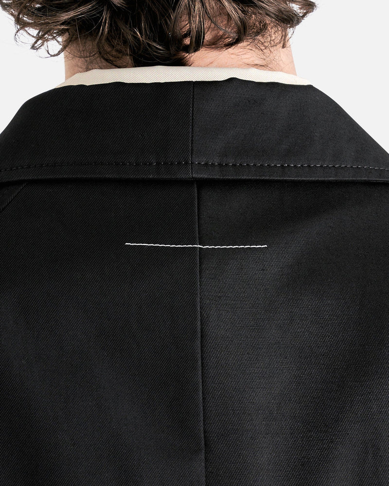 MM6 Maison Margiela Men's Jackets Double Breasted Trench Coat in Black