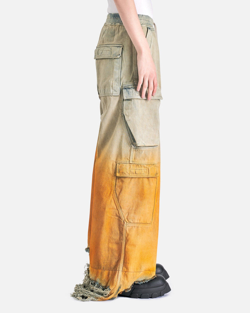 Rick Owens DRKSHDW Men's Pants Double Cargo Jumbo Belas in Sky/Orange Degrade