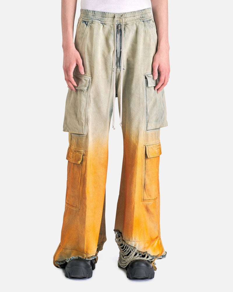 Rick Owens DRKSHDW Men's Pants Double Cargo Jumbo Belas in Sky/Orange Degrade