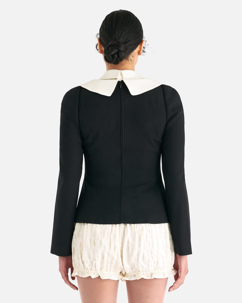 ShuShu/Tong Women Tops Double Collar Long-Sleeved Top in Black