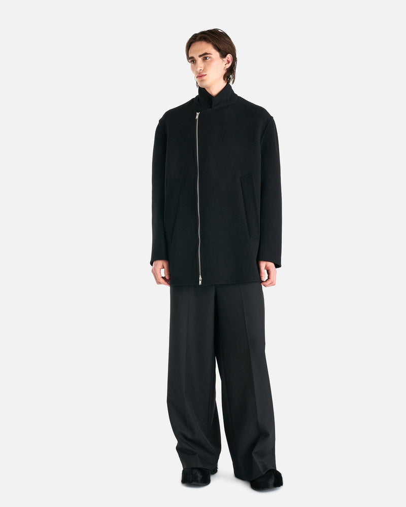 Jil Sander Men's Coat Double Face Wool Coat in Black