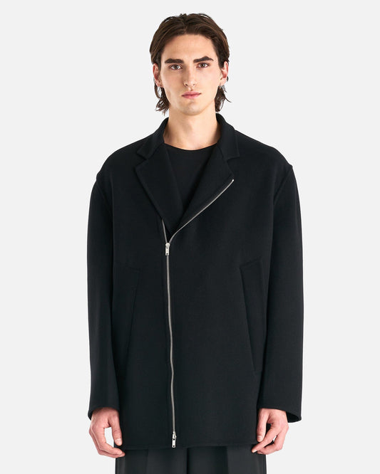 Jil Sander Men's Coat Double Face Wool Coat in Black