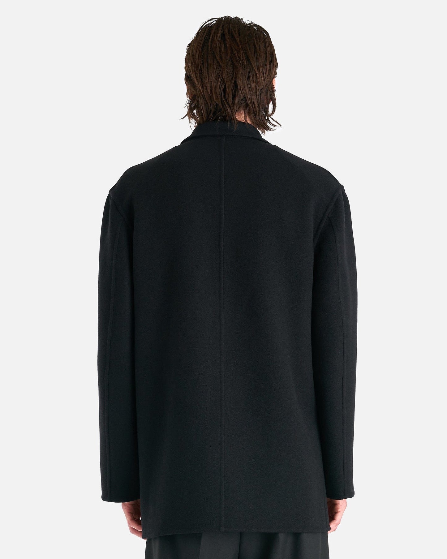 Jil Sander Men's Coat Double Face Wool Coat in Black