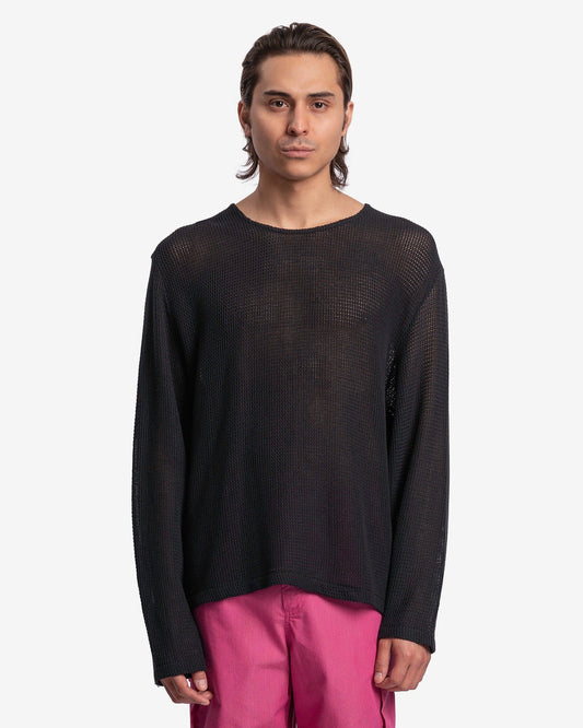Our Legacy Men's Sweatshirts Double Lock U-Neck in Black Rustic Mesh