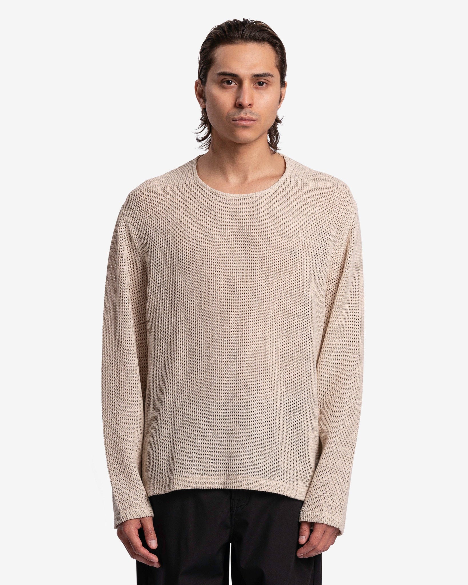 Our Legacy Men's Sweatshirts Double Lock U-Neck in Metallic Sand Rustic Mesh
