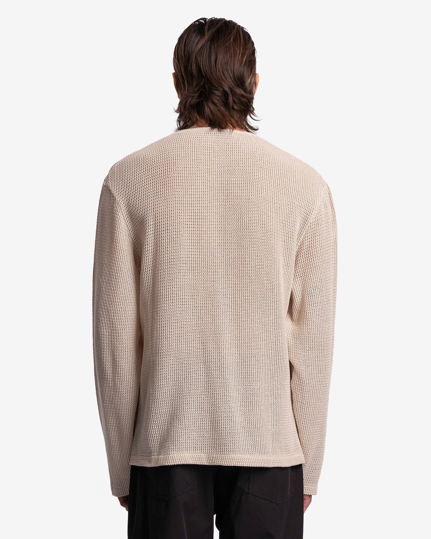 Our Legacy Men's Sweatshirts Double Lock U-Neck in Metallic Sand Rustic Mesh