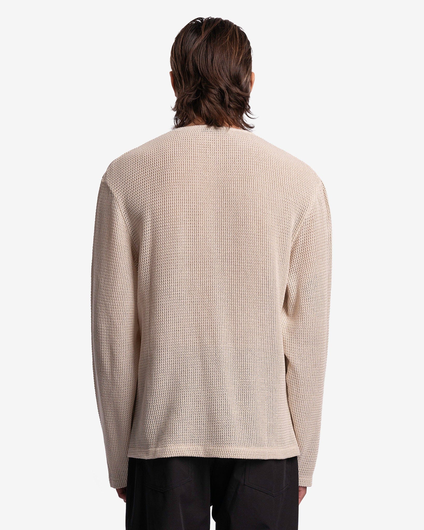 Our Legacy Men's Sweatshirts Double Lock U-Neck in Metallic Sand Rustic Mesh