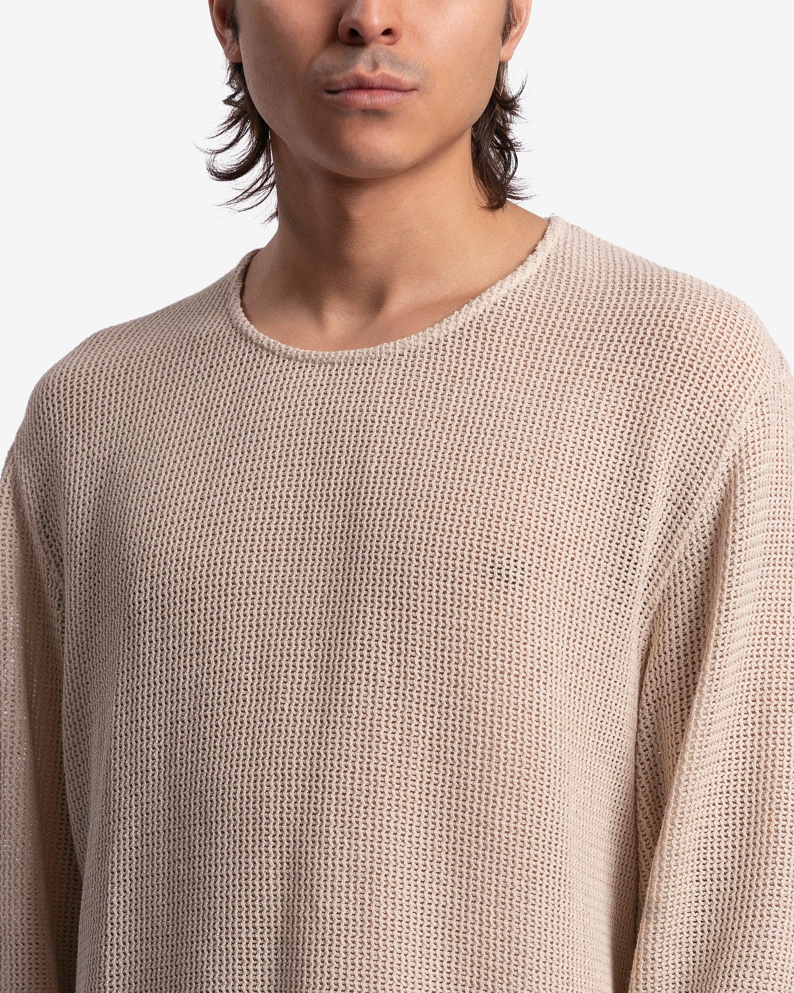Our Legacy Men's Sweatshirts Double Lock U-Neck in Metallic Sand Rustic Mesh
