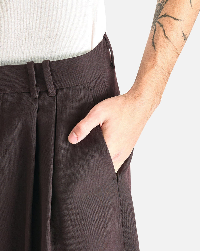 Studio Nicholson Men's Pants Double Pleat Volume Pant in Espresso Brown