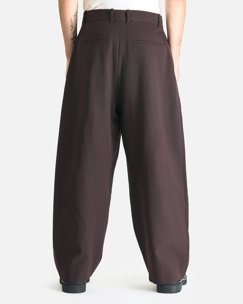 Studio Nicholson Men's Pants Double Pleat Volume Pant in Espresso Brown