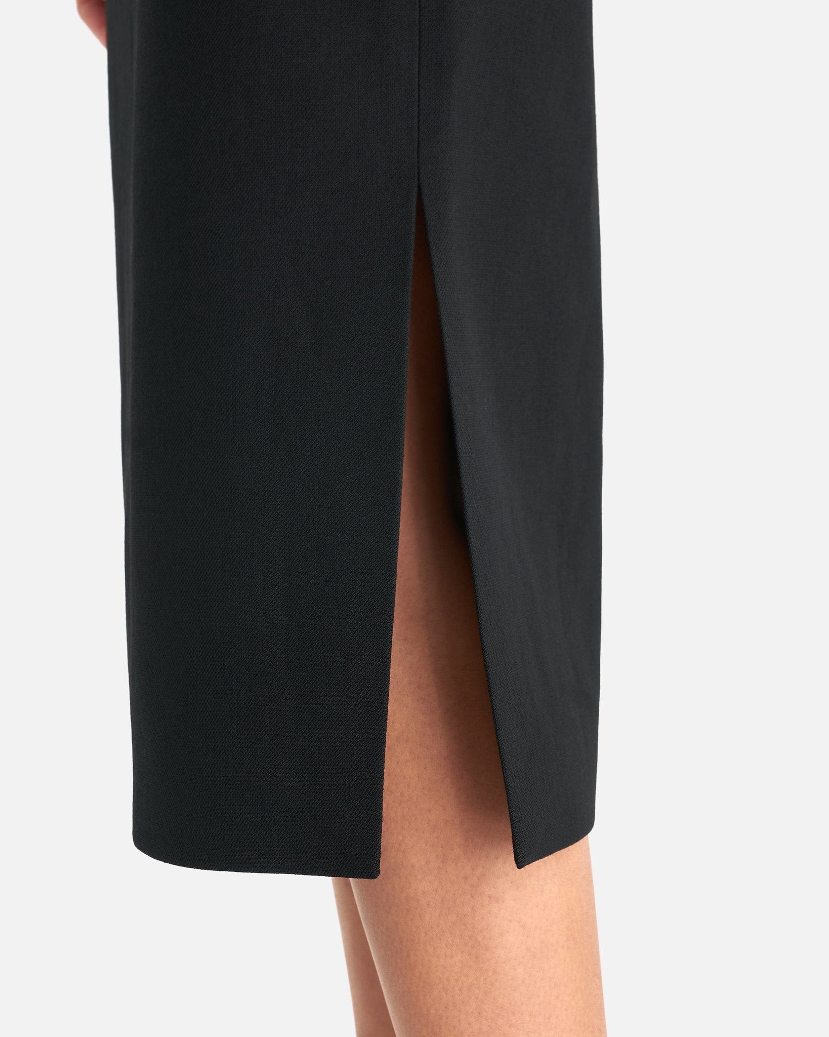 Women Black PU Side Slit Pencil Skirt