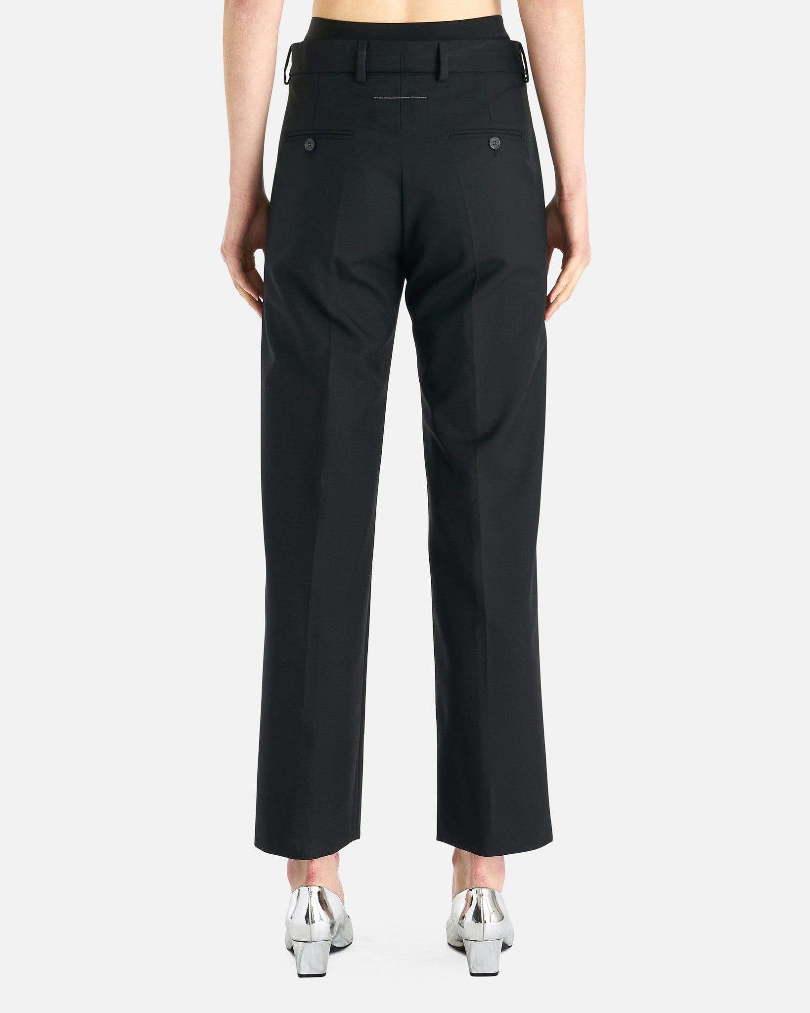 MM6 Maison Margiela Women Pants Double Waistband Trousers in Black