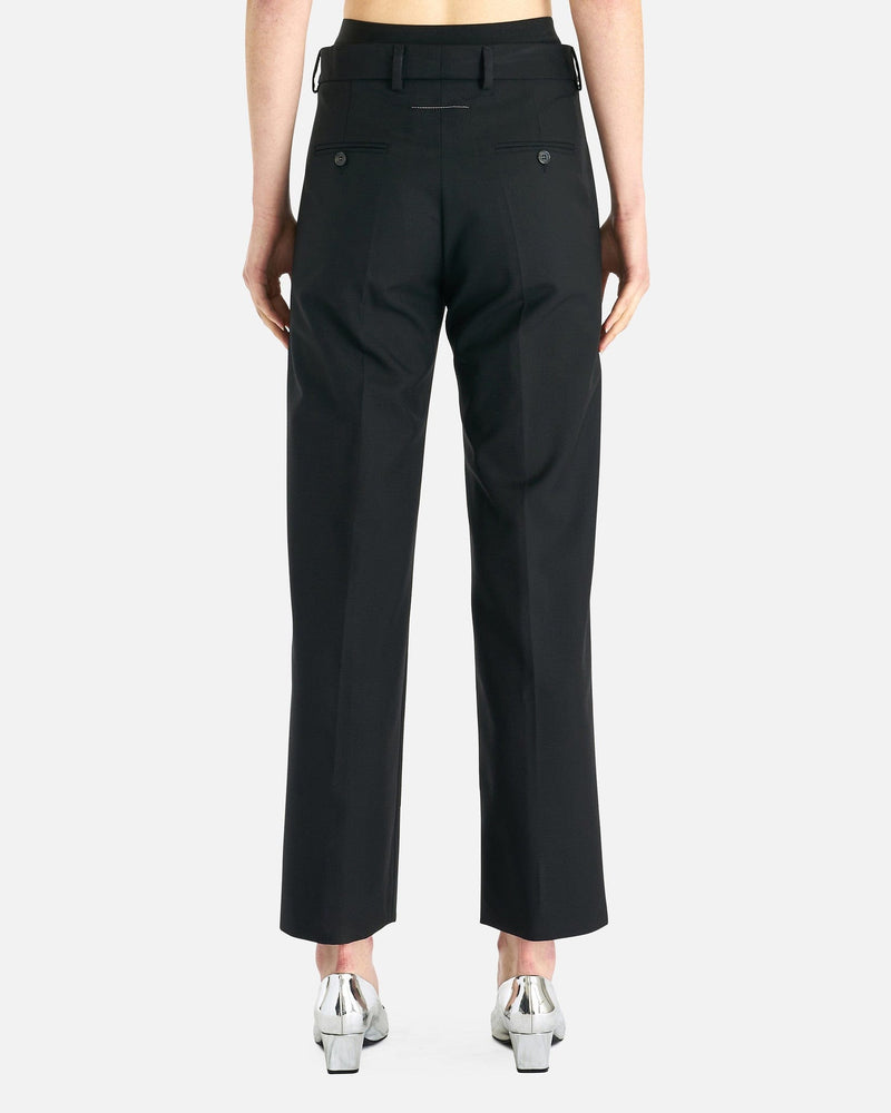 MM6 Maison Margiela Women Pants Double Waistband Trousers in Black