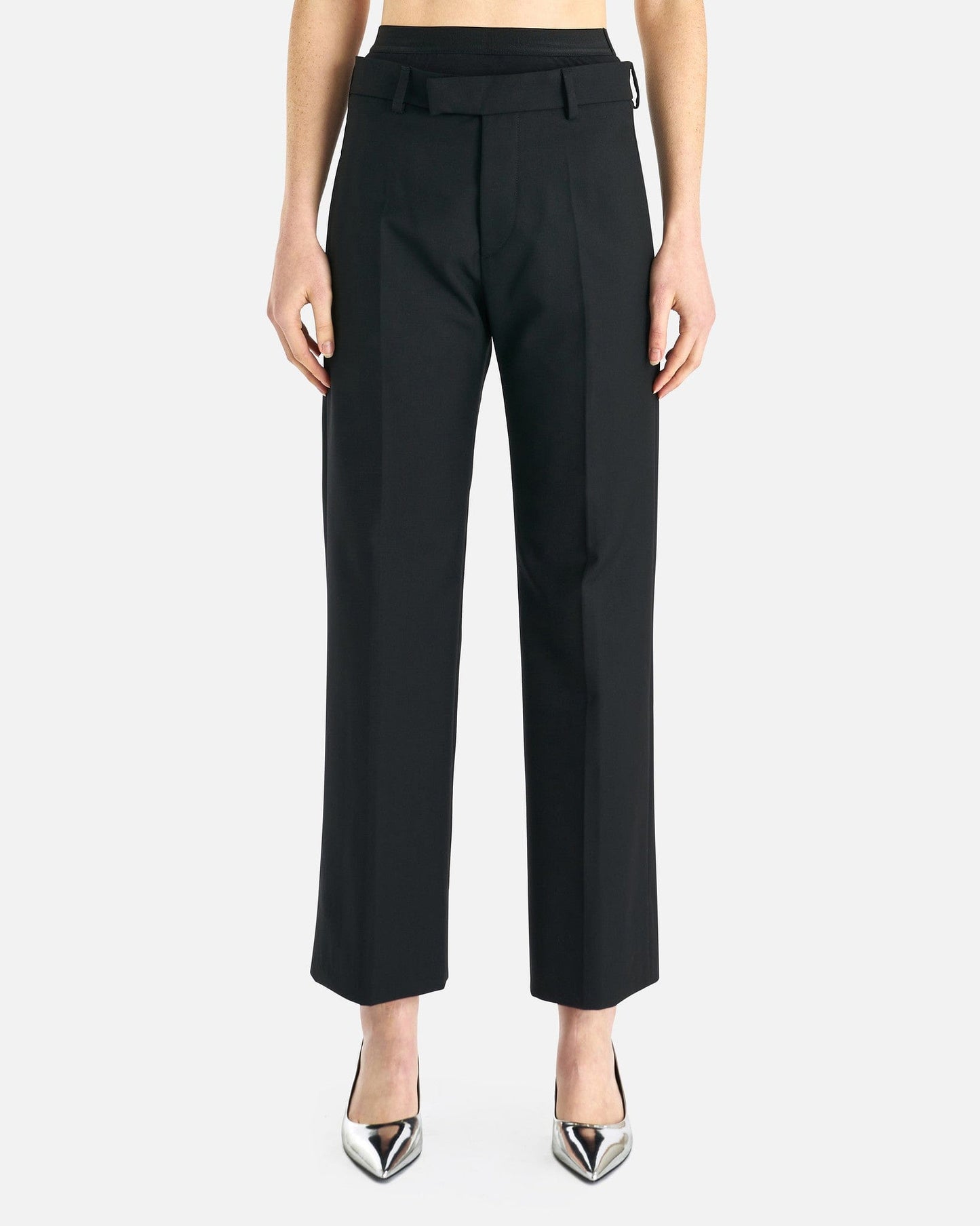 MM6 Maison Margiela Women Pants Double Waistband Trousers in Black