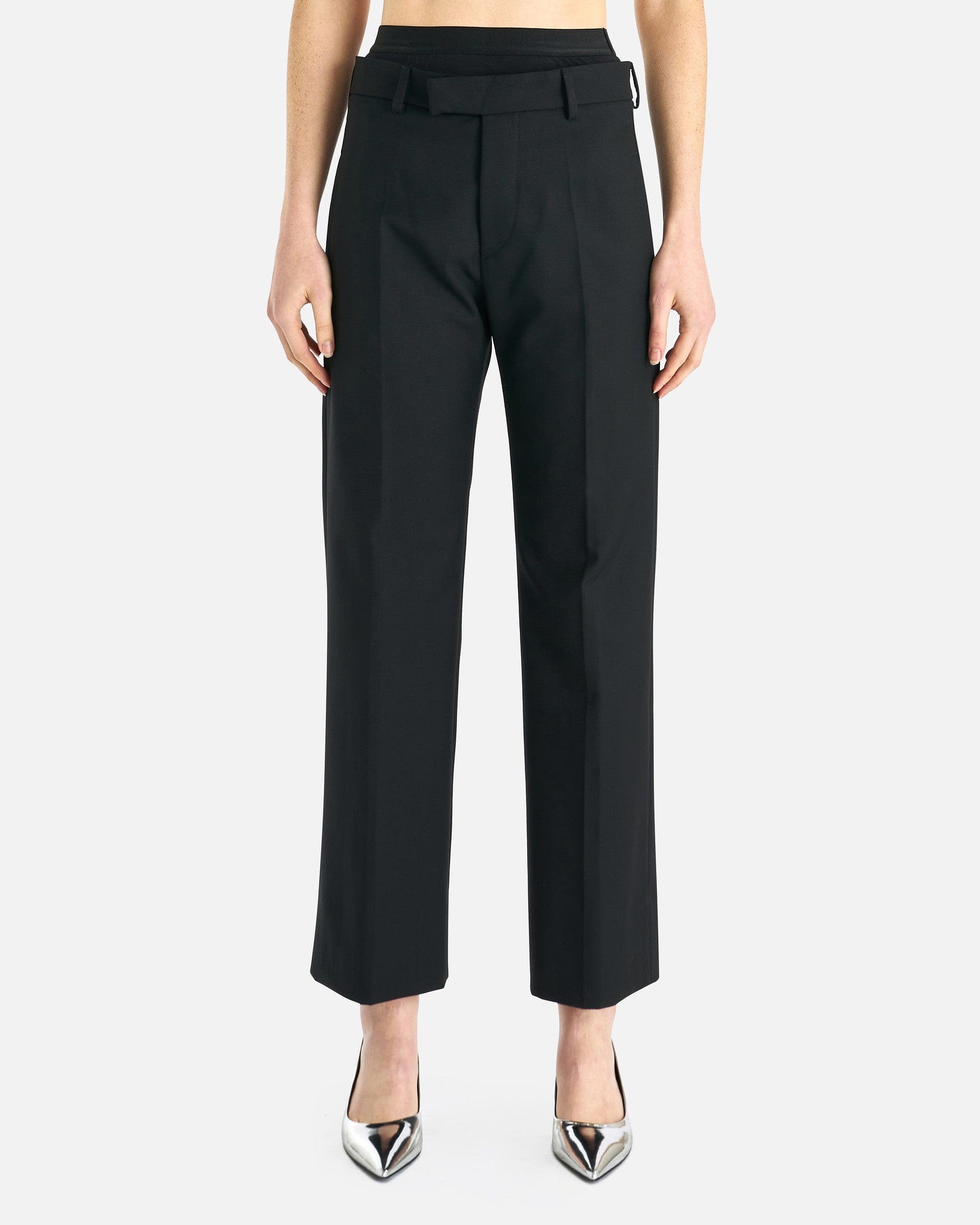 MM6 Maison Margiela Women Pants Double Waistband Trousers in Black