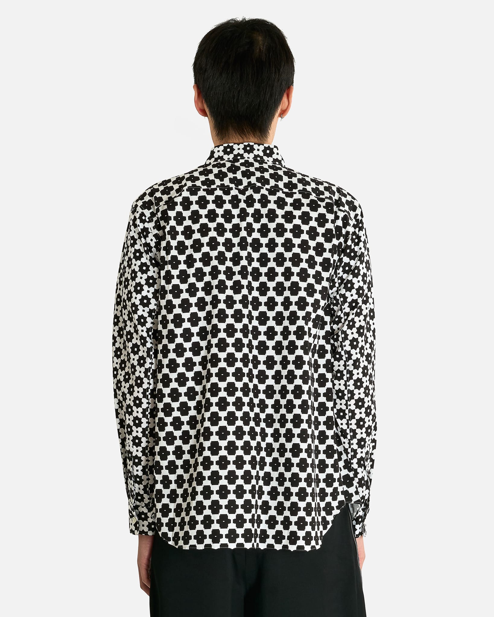 Comme des Garcons HOMME PLUS Men's Shirts Double Zip Buttom Up Shirt in White/Black
