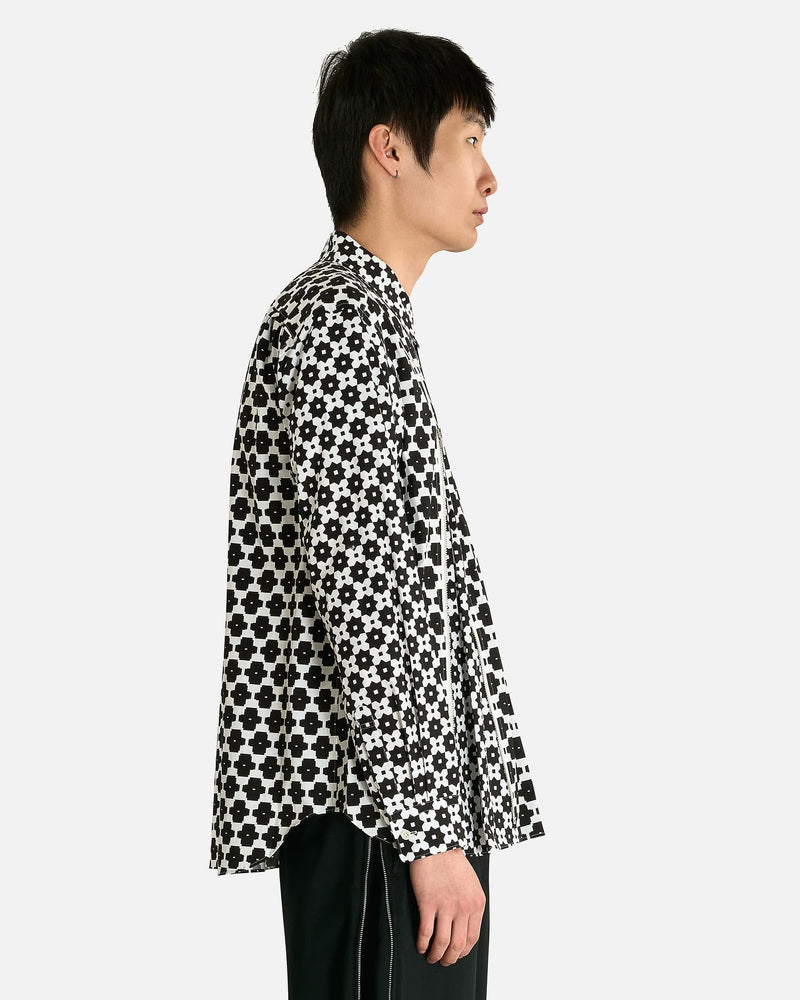 Comme des Garcons HOMME PLUS Men's Shirts Double Zip Buttom Up Shirt in White/Black