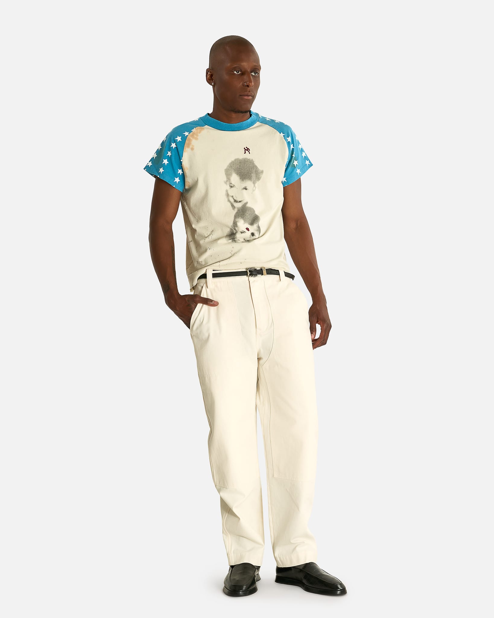 Enfants Riches Deprimes Men's T-shirts Down Syndrome Aleph Raglan T-Shirt in White/Blue