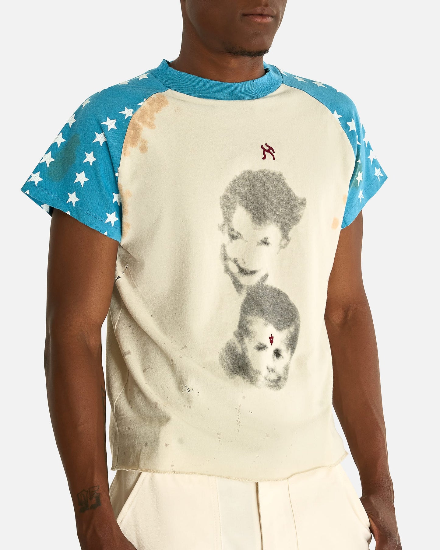 Enfants Riches Deprimes Men's T-shirts Down Syndrome Aleph Raglan T-Shirt in White/Blue