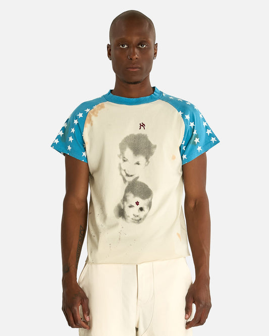 Enfants Riches Deprimes Men's T-shirts Down Syndrome Aleph Raglan T-Shirt in White/Blue