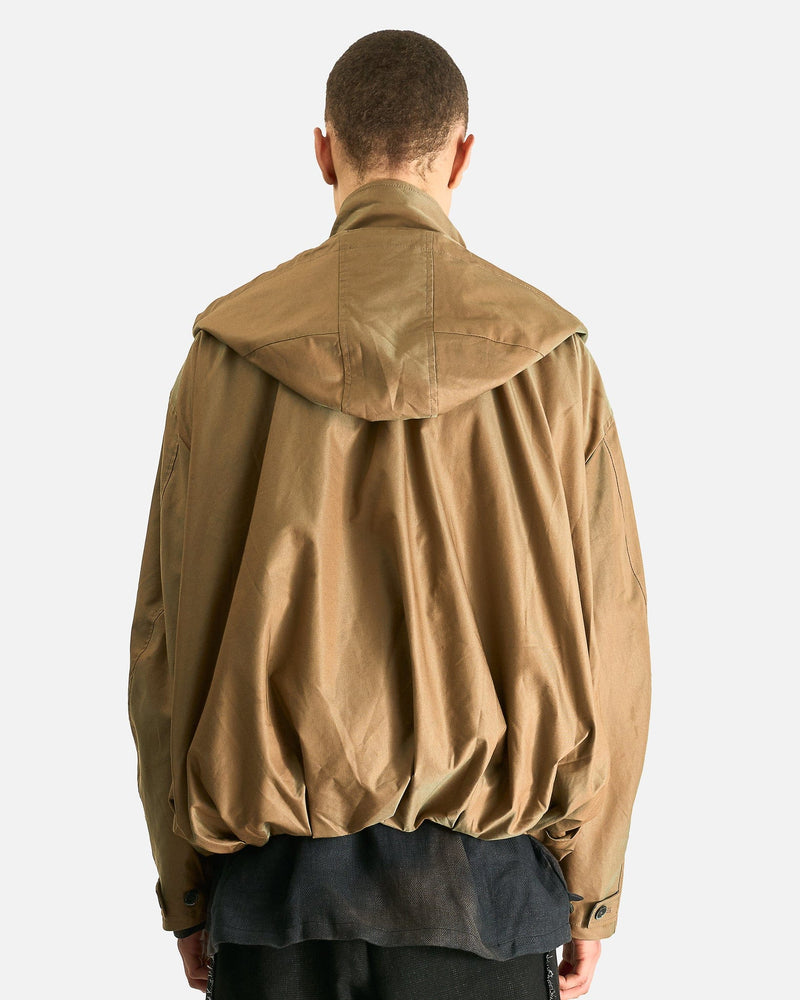 JiyongKim Men's Jackets Draped Volume Hood Jacket in Green