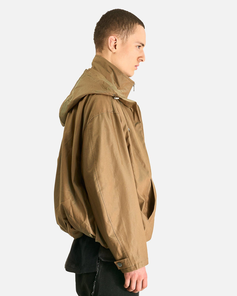 JiyongKim Men's Jackets Draped Volume Hood Jacket in Green