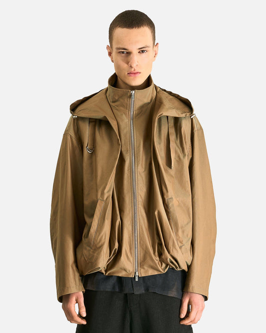 JiyongKim Men's Jackets Draped Volume Hood Jacket in Green