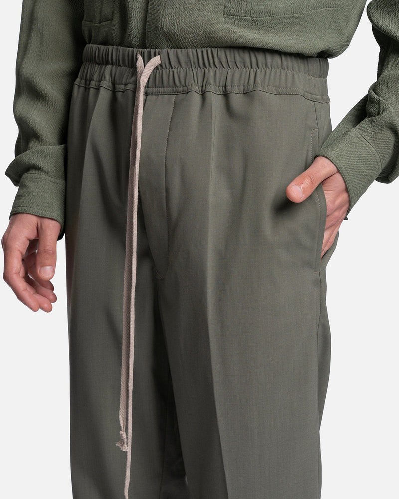 Rick Owens Men's Pants Drawstring Slim Long in Moss