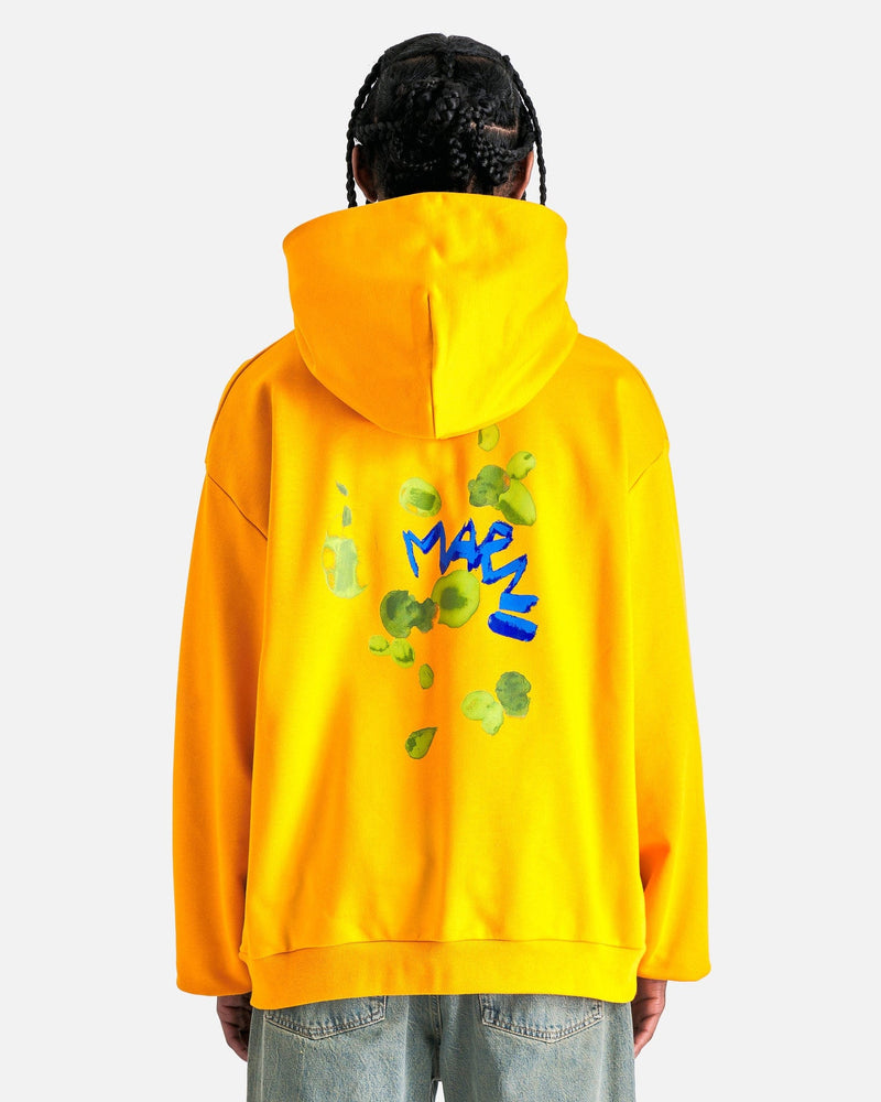 Marni Men's Sweatshirts Dripping Flower Loopback Hoodie in Light Orange