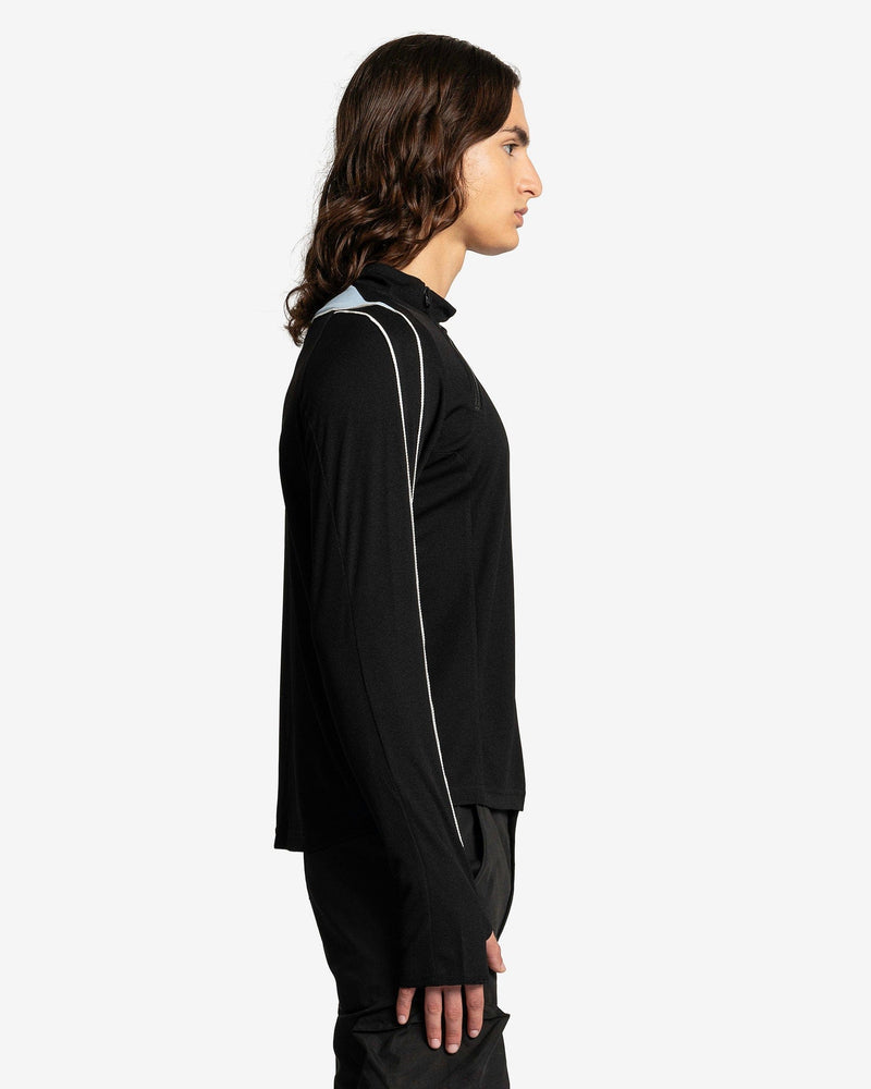 CMMAWEAR Men's T-Shirts Dual Zip Long Sleeve in Black/Baby Blue