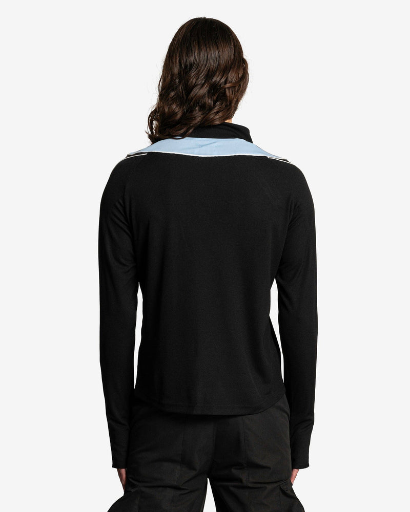 CMMAWEAR Men's T-Shirts Dual Zip Long Sleeve in Black/Baby Blue